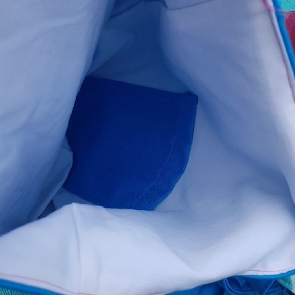 Patch & Roam sawtooth star patchwork small tote bag w/ raspberry red straps - Picture 5 of 5